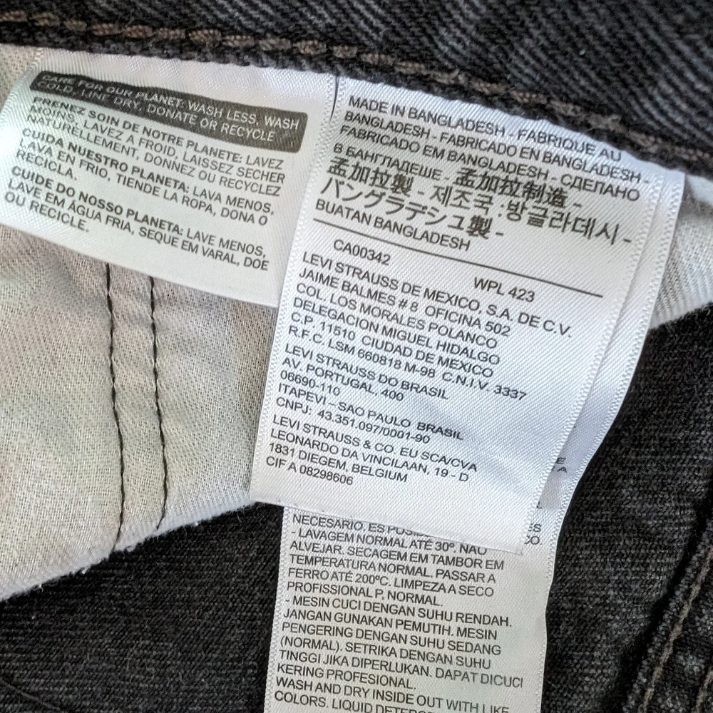 Levis 505 Jeans Mens 34x33 Black Regular Fit Straight Leg Denim Pants
